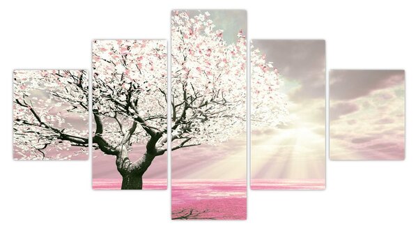 Obraz różowego drzewa (125x70 cm)