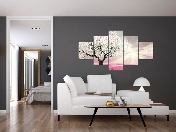 Obraz różowego drzewa (125x70 cm)