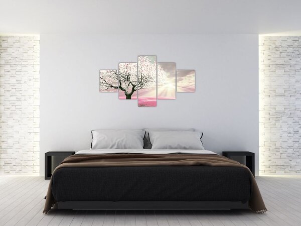 Obraz różowego drzewa (125x70 cm)