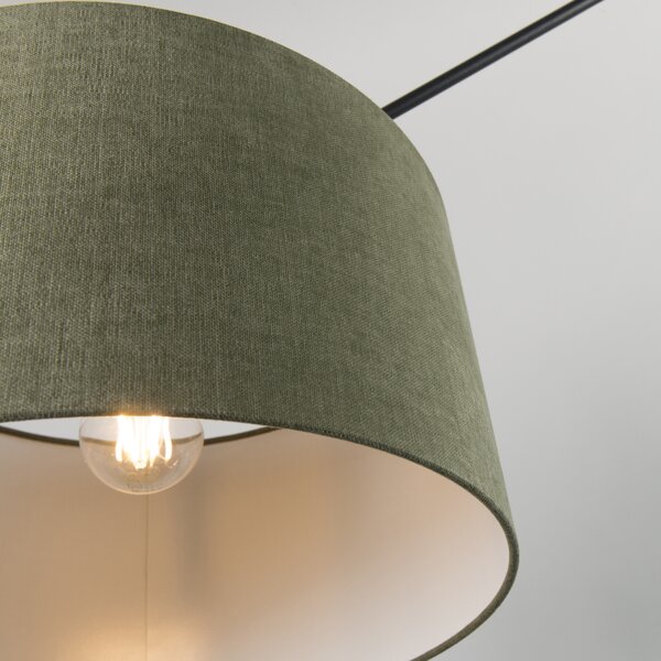 Lampa wisząca czarna z kloszem 35 cm zielonym regulowanym - Blitz