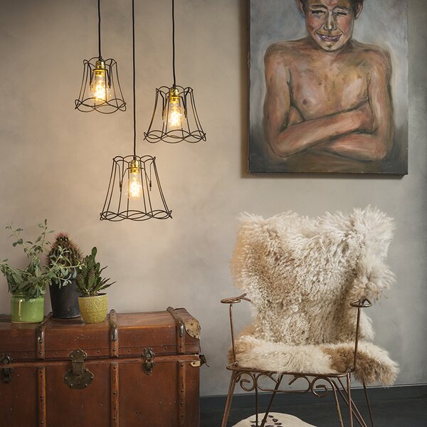Retro lampa wisząca czarna 30 cm - Granny Frame