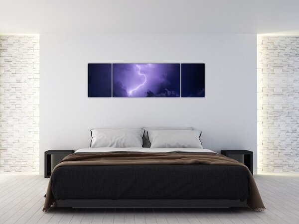 Obraz - fioletowe niebo i błyskawica (170x50 cm)