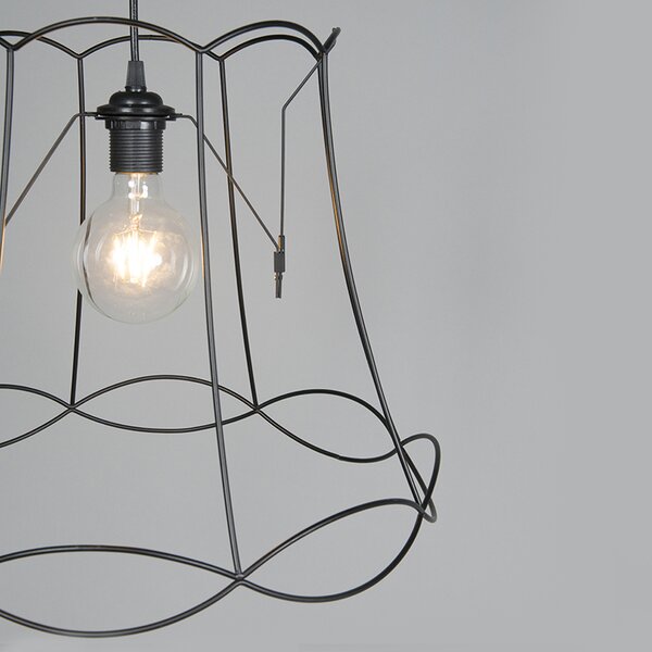 Retro lampa wisząca czarna 45 cm - Granny Frame