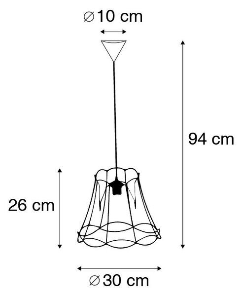 Retro lampa wisząca czarna 30 cm - Granny Frame