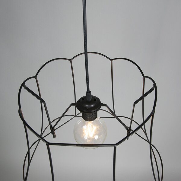 Retro lampa wisząca czarna 45 cm - Granny Frame