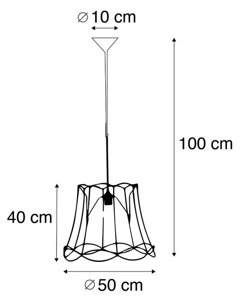 Retro lampa wisząca czarna 50 cm - Granny Frame