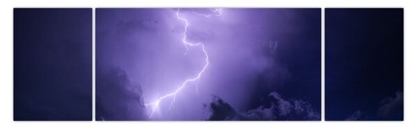 Obraz - fioletowe niebo i błyskawica (170x50 cm)