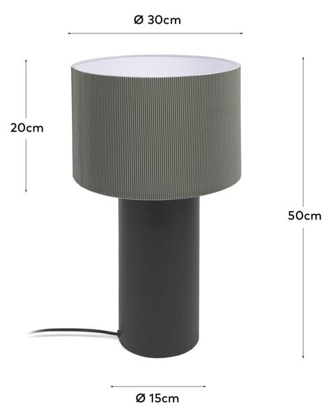 Czarno-szara lampa stołowa z metalowym kloszem (wys. 50 cm) Domicina – Kave Home