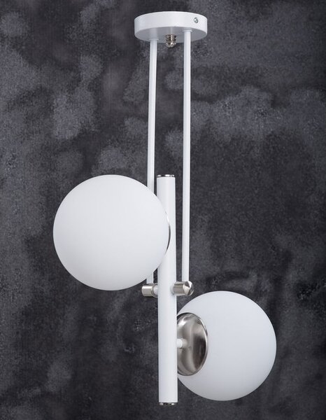 Lampa wisząca w biało-srebrnym kolorze ze szklanym kloszem ø 15 cm Libra – Squid Lighting
