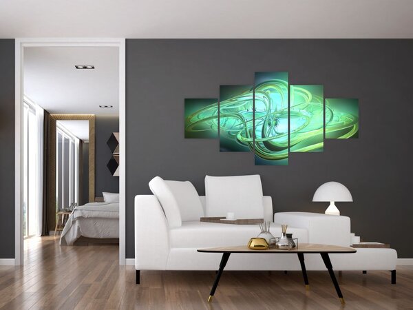 Obraz zielonej abstrakcji (125x70 cm)