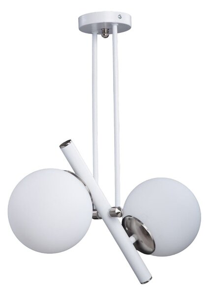 Lampa wisząca w biało-srebrnym kolorze ze szklanym kloszem ø 15 cm Libra – Squid Lighting