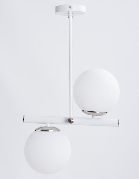 Lampa wisząca w biało-srebrnym kolorze ze szklanym kloszem ø 15 cm Libra – Squid Lighting