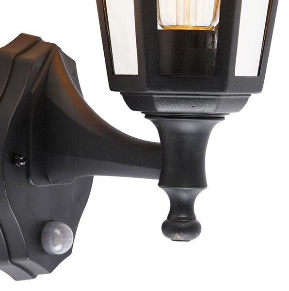 Klasyczna lampa ścienna zewnętrzna czarna z czujnikiem ruchu - New Haven