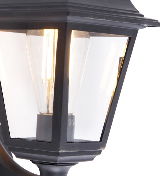 Klasyczna lampa ścienna zewnętrzna czarna z czujnikiem ruchu - Capital