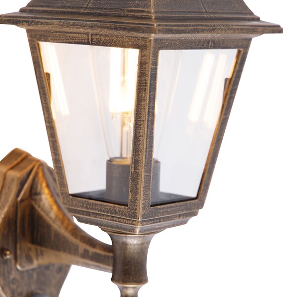 Antyczna lampa ścienna złota IP44 z czujnikiem ruchu - Capital