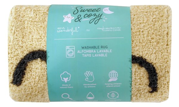 Żółty bawełniany dywan dziecięcy tkany ręcznie odpowiedni do prania ø100 cm You're My Sunshine – Lorena Canals