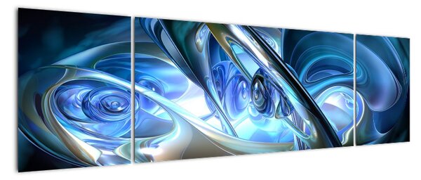 Obraz niebieskich fraktali (170x50 cm)