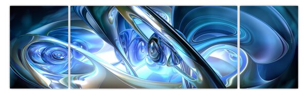 Obraz niebieskich fraktali (170x50 cm)
