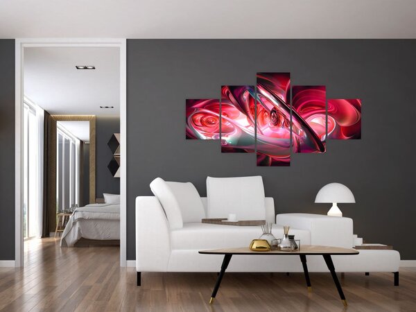 Obraz czerwonych fraktali (125x70 cm)