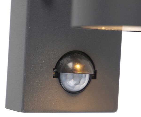 Lampa ścienna zewnętrzna antracytowa z czujnikiem ruchu 2-światła IP44 - Duo