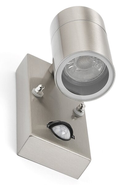 Lampa ścienna zewnętrzna stalowa IP44 z czujnikiem ruchu - Solo