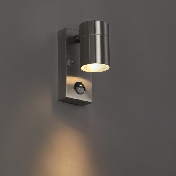 Lampa ścienna zewnętrzna stalowa IP44 z czujnikiem ruchu - Solo