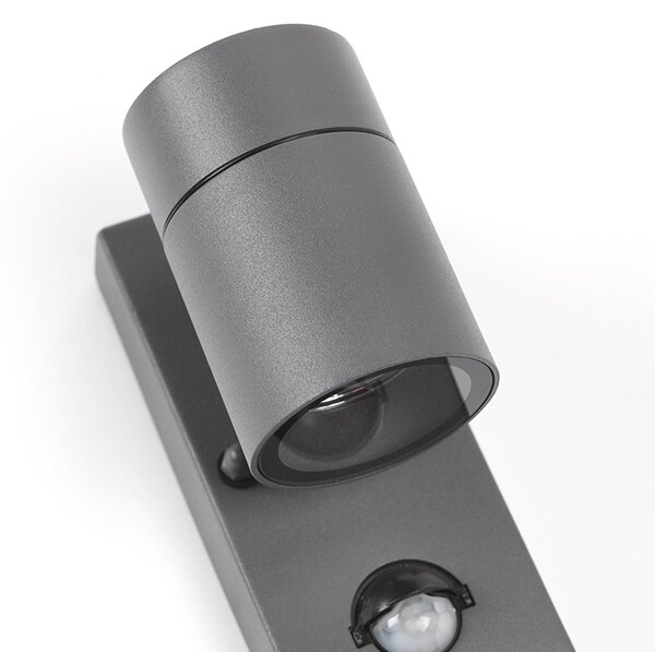 Lampa ścienna zewnętrzna antracytowa IP44 z czujnikiem ruchu - Solo