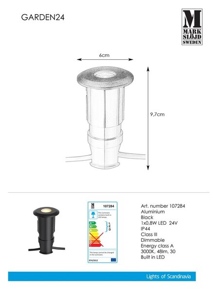 Czarna wbijana lampa Markslöjd Garden 24 Decklight, ø 60 mm