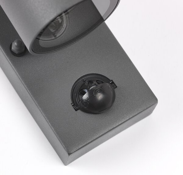 Lampa ścienna zewnętrzna antracytowa IP44 z czujnikiem ruchu - Solo