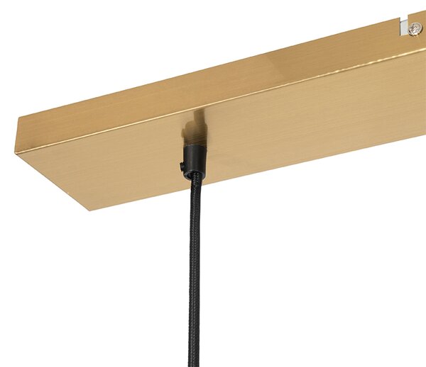 Lampa wisząca w stylu art deco mosiądz z różowym szkłem 3-światłowa - Pallon