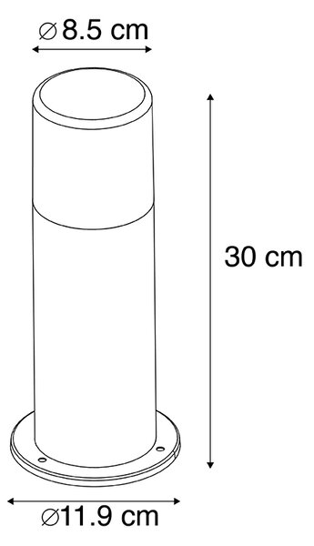 Stojąca lampa zewnętrzna czarna z opalem białym 30 cm IP44 - Odense