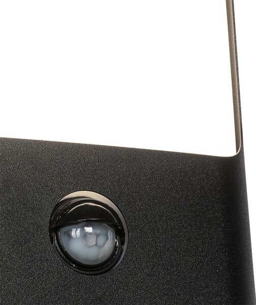 Lampa ścienna czarna z LED IP44 z czujnikiem ruchu - Khuvan
