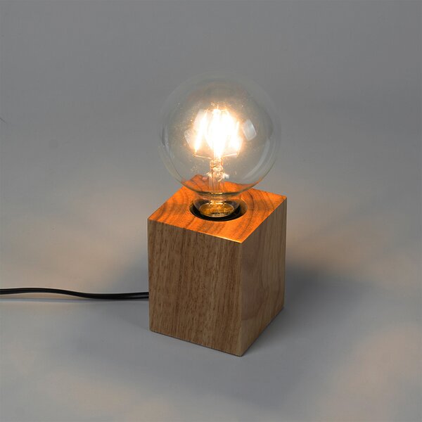 Rustykalna lampa stołowa drewniana naturalna - Bloc