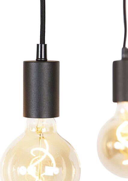 Industrialna lampa wisząca czarna z drewnem 5-świateł - Shelf