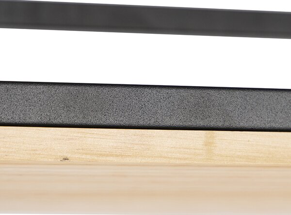 Industrialna lampa wisząca czarna z drewnem 5-świateł - Shelf