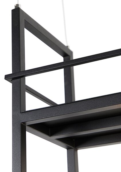 Industrialna lampa wisząca czarna z półką duża 4 światła - Cage Rack
