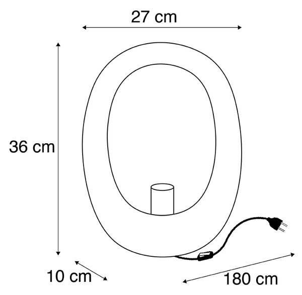 Designerska lampa stołowa czarna ze złotym wnętrzem 36 cm - Cova