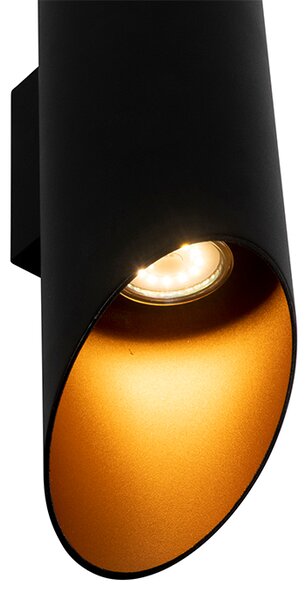 Nowoczesna lampa ścienna czarna ze złotym wnętrzem 9,6 cm - Organo