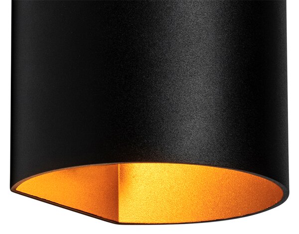 Nowoczesna lampa ścienna czarna z mosiądzem - Sabbio
