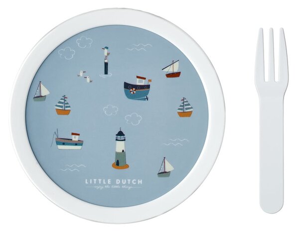 Biały/jasnoniebieski plastikowy pojemnik śniadaniowy dla dzieci Sailors Bay by Little Dutch – Mepal