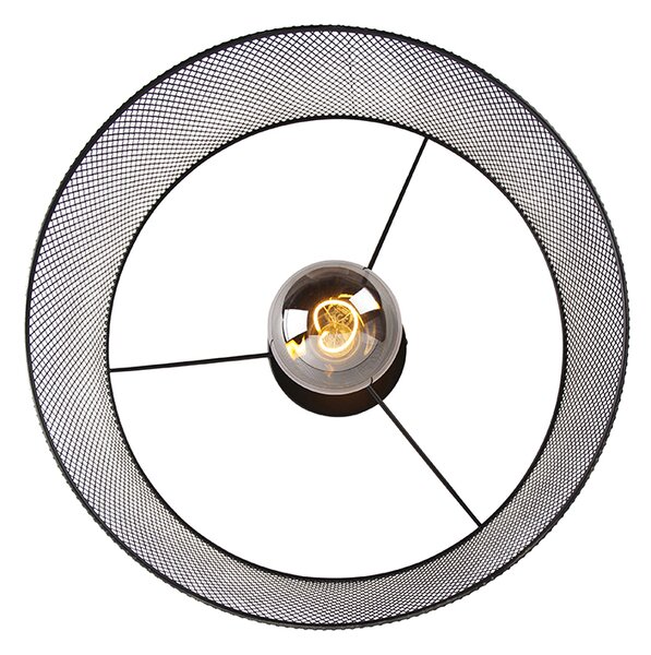 Industrialna lampa sufitowa czarna - Drum Mesh