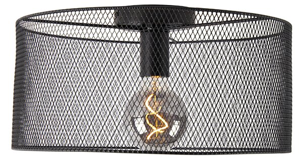 Industrialna lampa sufitowa czarna - Drum Mesh