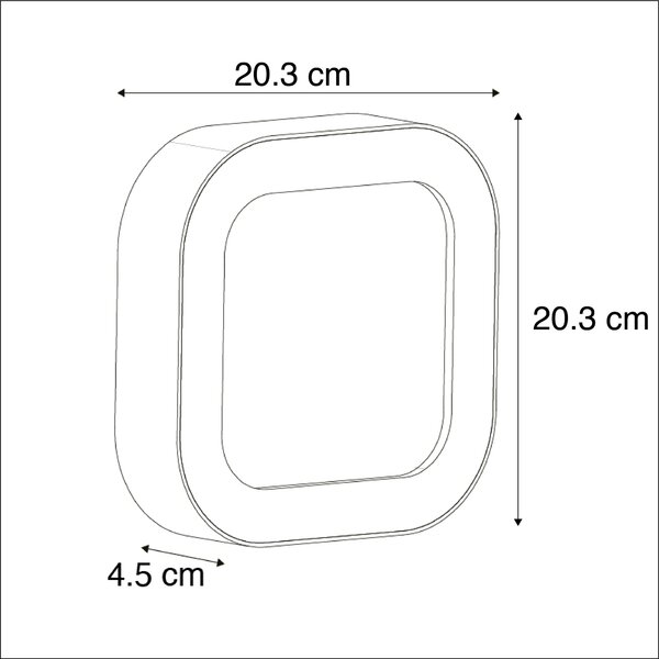 Lampa ścienna i sufitowa szara kwadratowa IP54 - Ariel