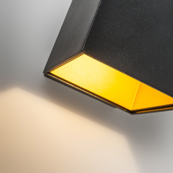 Designerska lampa ścienna czarna/złota z LED - Caja