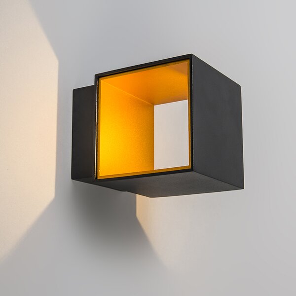 Designerska lampa ścienna czarna/złota z LED - Caja
