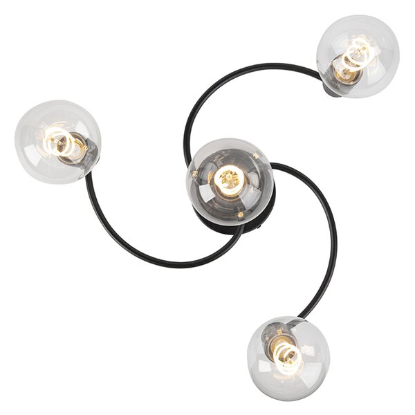 Lampa sufitowa w stylu art deco czarna 4-światłowa - Facil