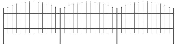 Panele ogrodzeniowe z grotami, stal, (1-1,25) x 5,1 m, czarne
