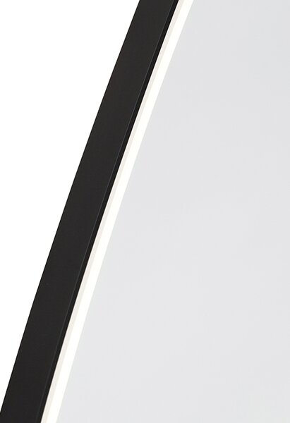 Lustro łazienkowe czarne z LED, 3-stopniowe ściemnianie dotykowe, owalne - Miral