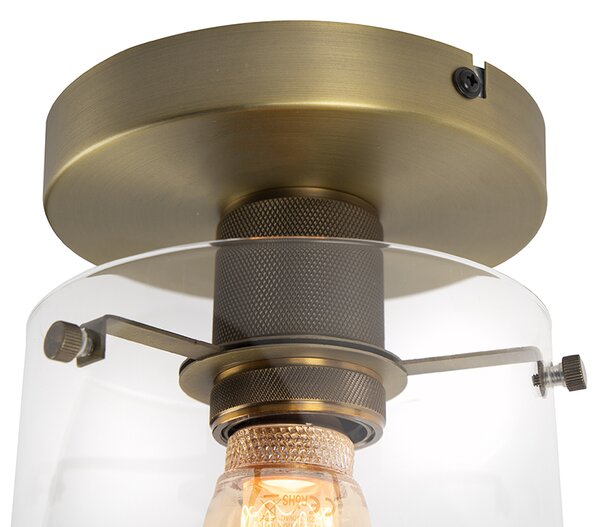 Nowoczesna lampa sufitowa brązowa ze szkłem - Dome