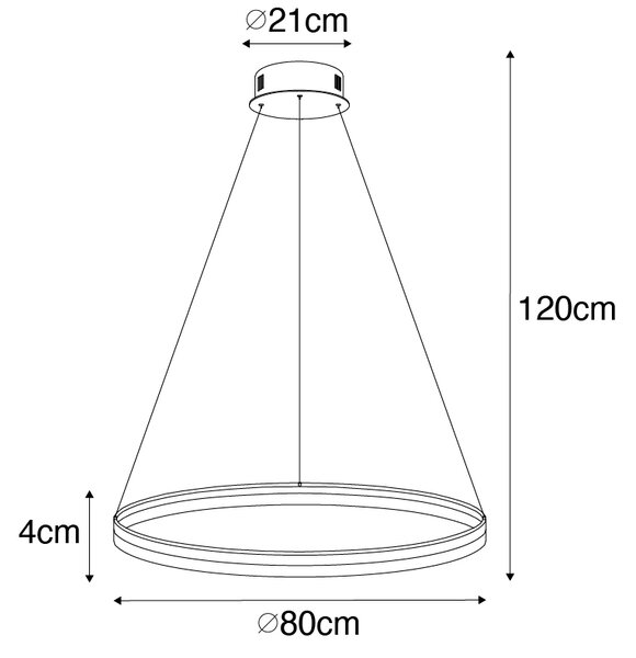 Designerska lampa wisząca złota 80 cm z wbudowanym LED o 3 stopniach ściemniania - Anello